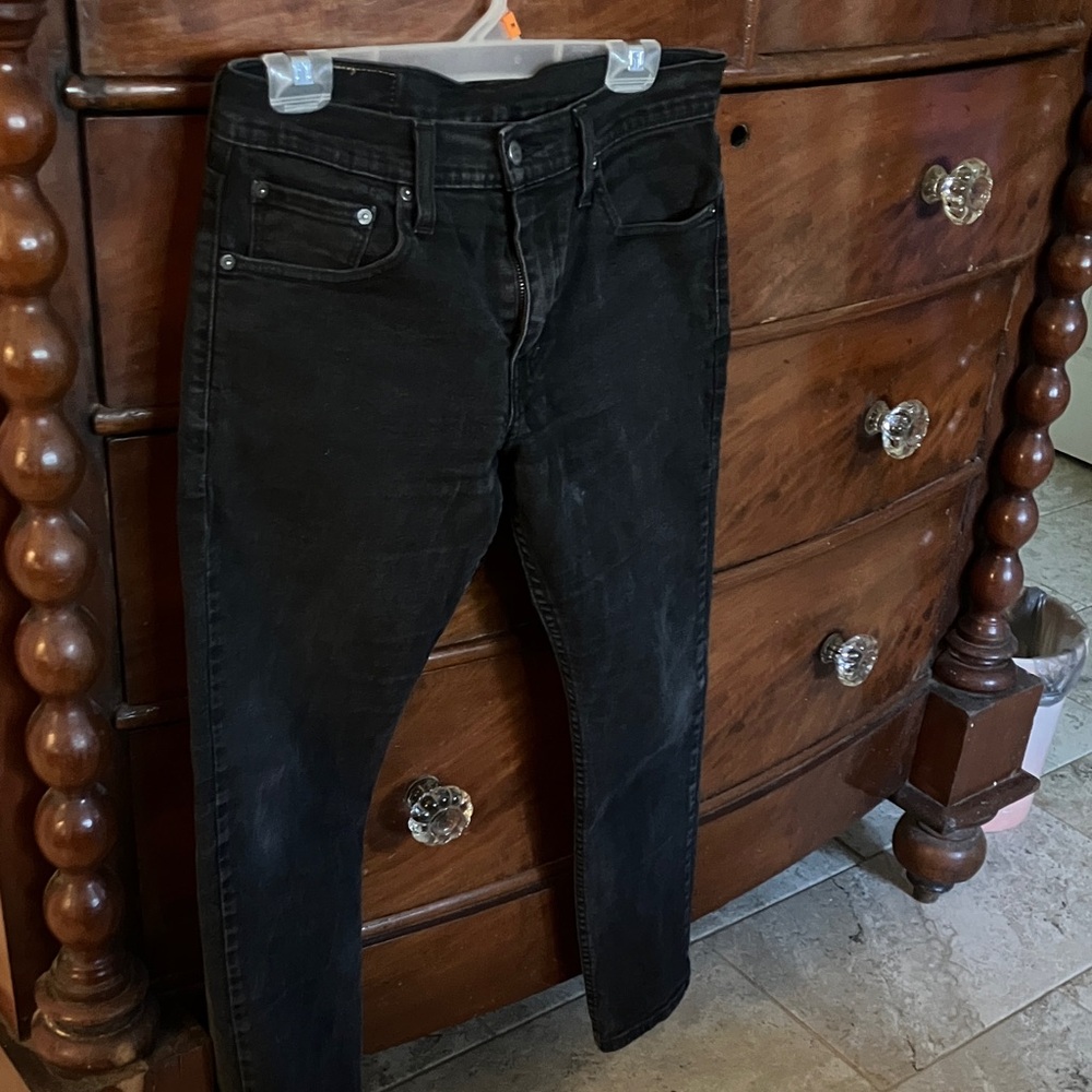 2/$40 Levi's 502 High Rise Straight Leg Black Denim Jeans w/Stretch W29 L30” - Picture 1 of 8
